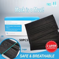 (NO STOCKS) DO NOT ORDER CAITE FACEU Face Masks (FULL BLACK) Surgical 3ply Excellent Quality 50Pcs