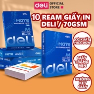 [DEAL MỞ BÁN] Thùng 10 Ream Giấy A4 Deli Giấy In Photo Copy 70gsm Chính Hãng Loại Dày 500 Tờ/ Ream C