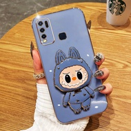 VRQR Labubu Casing for Vivo Y50 Y30 Y30i 1935 1938 Rotating Bracket with Mirror Soft Shell