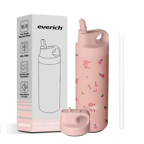 Vacuum bottle18ozStainless steel insulated water bottle with hidden straw lid