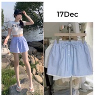 Elegant Bear Lace Plaid Shorts 17Dec-8656 youthful women's lace shorts with elastic waistband