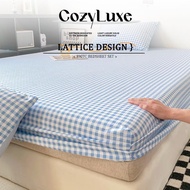 CozyLuxe 890TC Checkered Bedsheet Set 100% Cotton Breathable & Smooth Single to King Size