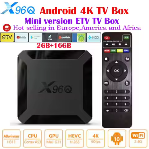 [Genuine]X96Q Mini Smart TV Box Android10.0 2GB 16GB 4K HD WIFI 2.4G ETV APP Global Market Media Pla