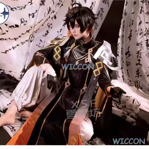 Full Set HoYoverse Game Genshin Impact Zhongli Morax Rex Lapis Archon Cosplay Costume Character Outf