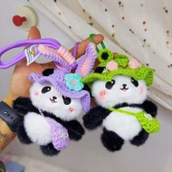 Panda Base Plush Toy Pendant Panda Crochet Hat Bag Ornaments Keychain Chengdu Travel Souvenirs