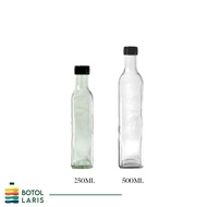 [READYSTOCK] BOTOL KACA SQUARE 250ML & 500ML FREE SHRINK SEAL