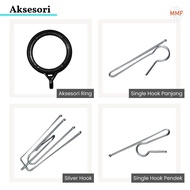 [Ready Stock] Single Cangkuk Langsir | Metal Besi Aksesori Cangkuk | Pole Rod Hooks Ring