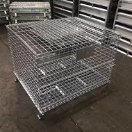 J-H/Stainless Steel Storage Cage Foldable Logistics Mobile Turnover Box Butterfly Cage with Wheels L