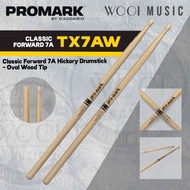 Promark TX7AW Classic Forward 7A Hickory Drumstick (Oval Wood Tip) - Made In USA