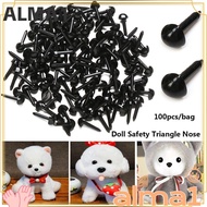 ALMA 100pcs/bag Safety Triangle Noses for Teddy Dog Plastic Black 4.5X5.5MM