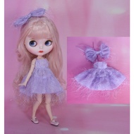 (SG Stock) 12" Blythe Doll ob24 Obitsu Clothes Set Purple Suspender Dress Outfit Set