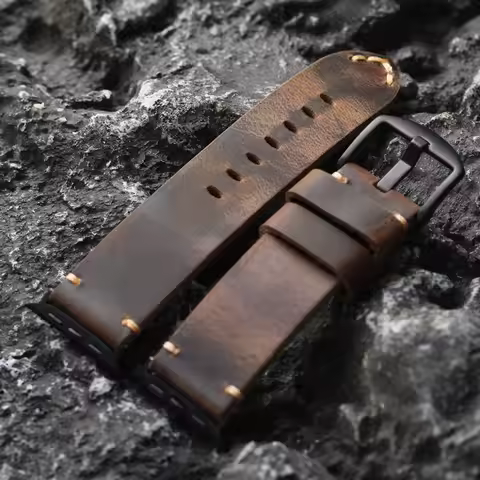 Handmade first-layer leather strap compatible with smart watches Apple Watch Ultra 2 S9 S8 49MM 45MM
