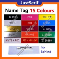 Name Tag Pin 1 line pengawas Rumi Colour Black Blue Red Yellow Green etc