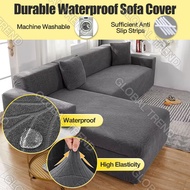 Sofa Cover L Type Sofa Seat Cover Waterproof Sofa Cover 1/2/3/4 Seat Sofa Cover Stretchable L Shape Sofa Cover Stretchable Set Cover Sofa Sala Set Sofa Cover 4 Seater with Arms Dustproof Waterproof Universal Embossed velvet Sofa Protector