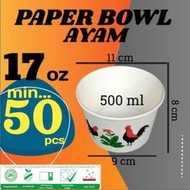Paper Bowl Papper Cup Mangkok Mangkuk Ayam Jago Rice Bwol Kertas Mie Ayam Bakso Baso Indomie Rebus K