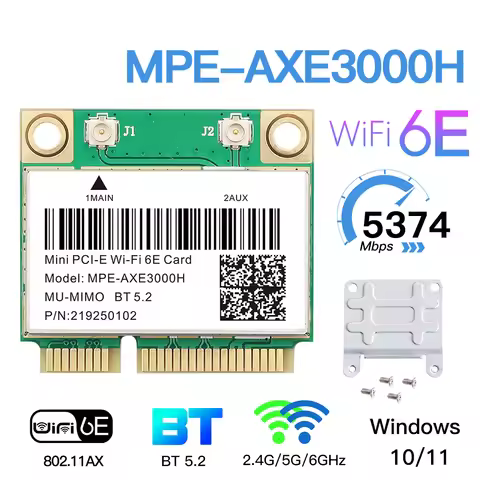 Tri Band 5374Mbps WiFi 6E AX210 Mpe-AXE3000H/ AC7265 Wireless Card BT 5.3 For Mini PCIE Wi-Fi Adapte