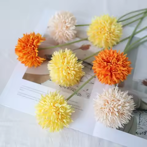 Artificial Onion Balls Branches Silk Fake Flowers Auditorium Decor Simulation Ball Chrysanthemum Pin