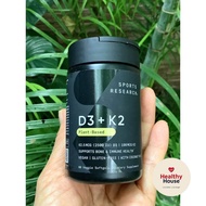 Vitamin D3 + K2 Sports Research วิตามิน D3 และ K2 (60/120 softgels) -5000iu  2500 iu of D3 & 100mcg 