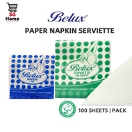 Belux Napkin Paper Serviette Tissue | Dinner Napkin | Serviette Napkin 100sheets | Pack
