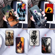 Redmi 13 C A3 A3X Note 13 Pro Plus POCO M6 Pro SX83 Running Horse Soft black phone case