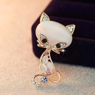 New Fashion Hot Sale  Filled Multicolor Stone Opal Fox Brooches Fashion Female Animal Cute Jewel