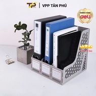 Deli E9845 3-compartment Plastic Document Tray - High Quality Vertical File Shelf for Neat Desk File