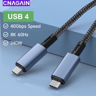 CNAGAIN Thunderbolt 4 Video 8K 60Hz 5K USB4 Cable Type C USB C PD 240W PD100W Cable Fast Charge 40Gbps Data Transfer Nylon Cable for Macbook Air Pro m1 m2 2020