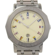 CORUM海軍上將杯腕錶，型號 99.430.20 V585，不鏽鋼材質，石英機芯，指針式顯示，象牙色錶盤，男士腕錶。 [二手]