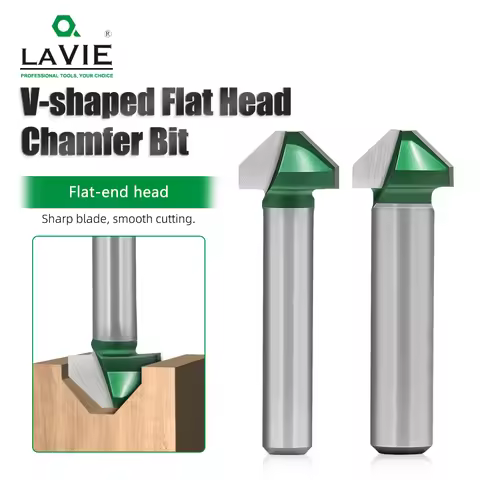 LAVIE 6mm 1/4' 8mm Shank Flat-Angle V-shaped Router Bits Woodworking C06027A1303GN