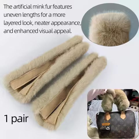 2 pcs Winter Artificial Mink down Furry Bag Handles Warm Plush Cover Sable Marten Rabbit Ermine For 