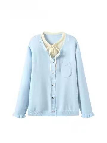 Cara CLUB plus Size Long Sve Knitted Sweater Women's Loose Fit with Belt round Ne Fake Two-Piece Swe