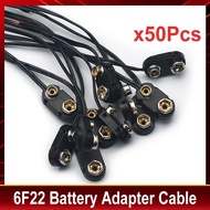 HS-50Pcs Lead Wire for 9V-6F22 Battery Clip Holder Connectors Plug Snap Type Soft Battery Buckle for
