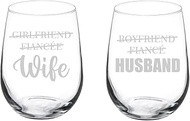 MIP Set of 2 Wine Glass Goblet Gift Girlfriend Fiancee Wife Boyfriend Fiance Husband Husband And Wif