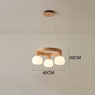Japanese Log Style Pendant Ceiling Light Solid Wood Ring Chandelier With 3/6/ 9 Glass Lampshades For