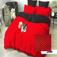 KATUN HOMEMADE COTTON BEDSHEET WITH RED POLKA MOTIF