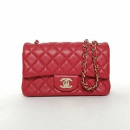 CHANEL CF口蓋包大Mini20紅色羊皮23開金扣肩背包
