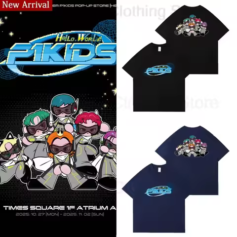 P1Harmony P1KIDS T Shirt P1H Cartoon Print P1ece Fans Clothes Kpop Fashion T-shirt Men Women Summer