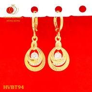 Bông Tai Nữ Đính Đá Dáng Dài Khuyên Tai Titan Xi Mạ Vàng 24k - Trang Sức Hava Hong Kong