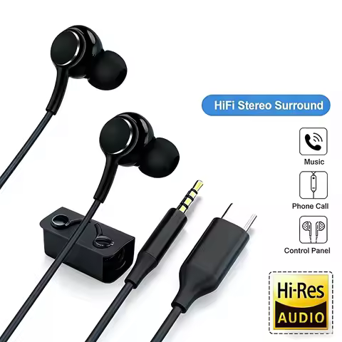 Type C Wired Earphone Suitable For Samsung AKG Huawei Apple Android 3.5mmEarbud Headphones For A54 A