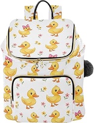 Cute Yellow Ducks White Woman Lightweight Quilted Backpack, 15L Medium Travel Backpack
