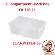 [ 50sets± ] Felton 1000DS / 750DS - 2 Compartment Rectangular Lunch Box With Lid - FR-1000-2c / FR-7