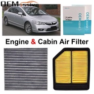 For Honda Civic 7th 8th FN FK 2001 - 2012 1.8L 1799cc R18A2 Car Engine & Cabin Pollen Air Filter Com
