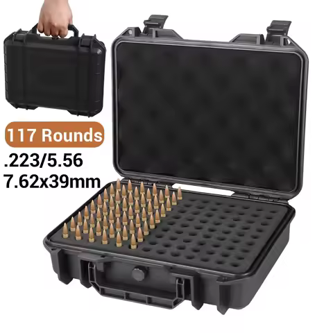Tactical Ammo Box Storage Case 117 Rounds Bullets Organizer Case .223 5.56mm 7.62x39mm Ammo Can Rifl