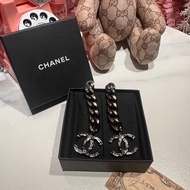 Chanel 長鏈條耳環/大logo/王吉娜古董精品