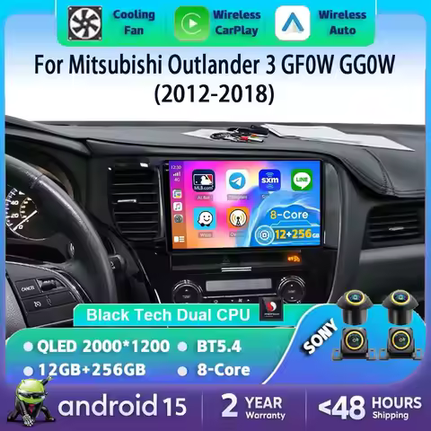 Android 15 For Mitsubishi Outlander 3 GF0W GG0W 2012-2018 Stereo Car Radio Multimedia Video Player G