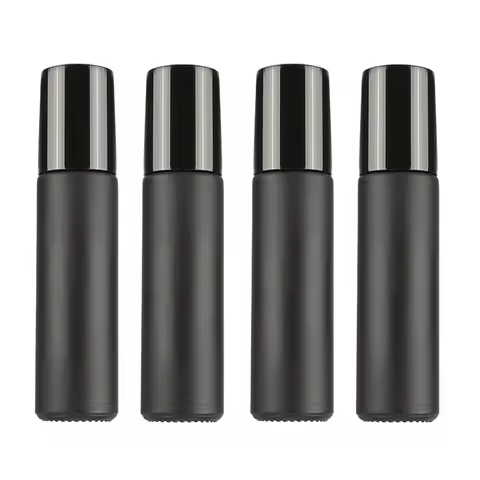 5pcs/10pcs 10ml Matte Black Glass Roller Perfume Bottle 10cc Roll On Essential Oil Vail