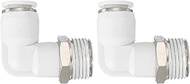 PATIKIL Push to Connect Connector, 2pcs Pneumatic Air Angle Quick Connector 3/8" PT Male Thread x 8m