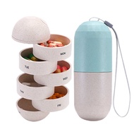 Pill Storage Box Sealed 7 Days Pill Box Portable Waterproof Cereal Wheat 1 Week Travel Capsule Seale