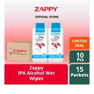 Zappy IPA Alcohol Wet Wipes 10s (5 or 15 Packets)