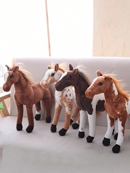 1pc, Simulation Horse Doll Plush Toys 30cm/11.8in, Ferghana Horse Huckle Horse Dapple Horse Lusama H